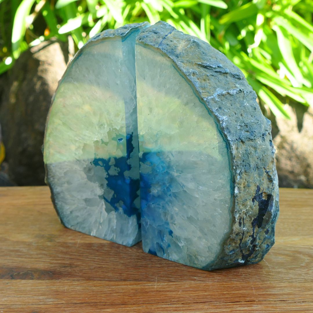 Teal Agate Bookends: Add a Touch of Elegance