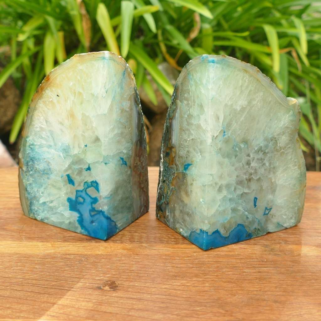 Teal Agate Bookends Australia | Dyed Agate Crystal Bookends 2.48kg