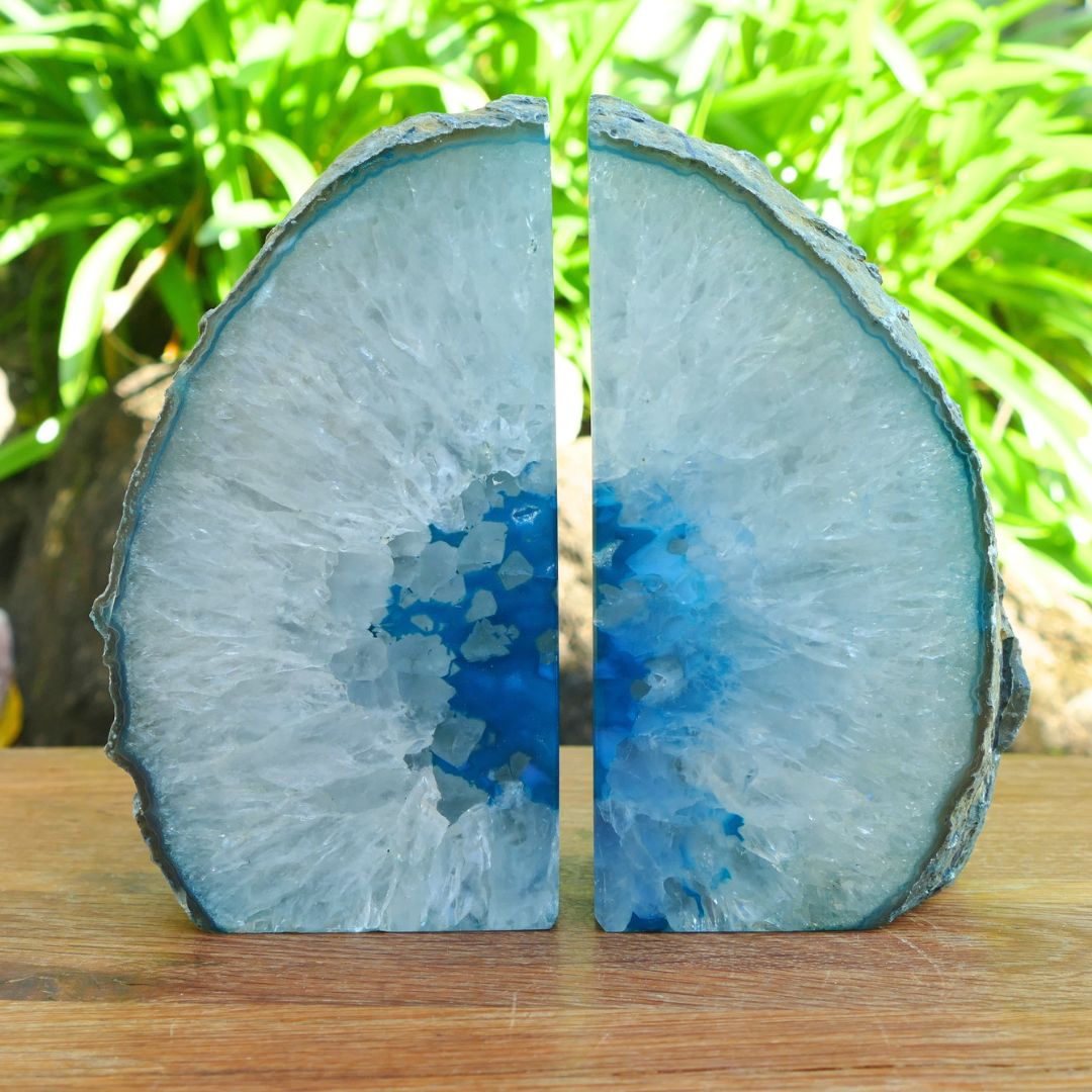 Teal Agate Bookends: Add a Touch of Elegance