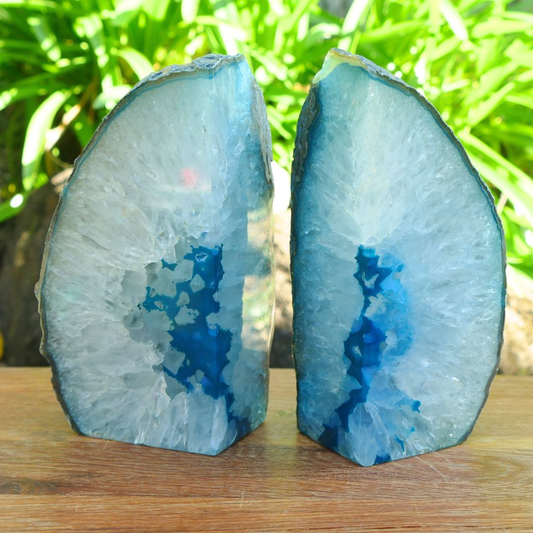 Teal Agate Bookends: Add a Touch of Elegance