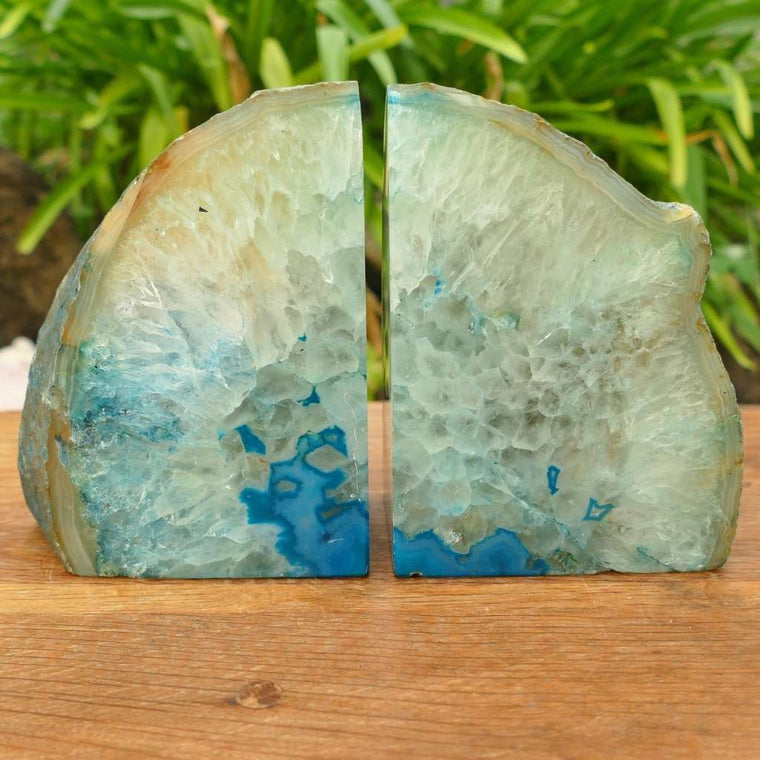 Teal Agate Bookends Australia | Dyed Agate Crystal Bookends 2.48kg