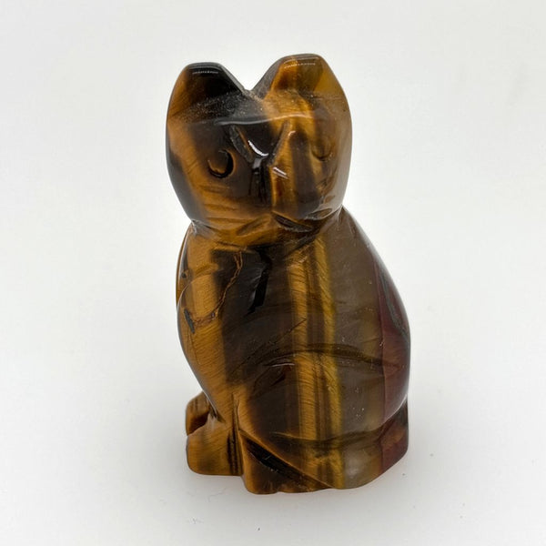 Tiger Eye Crystal Cat Carving - 5cm