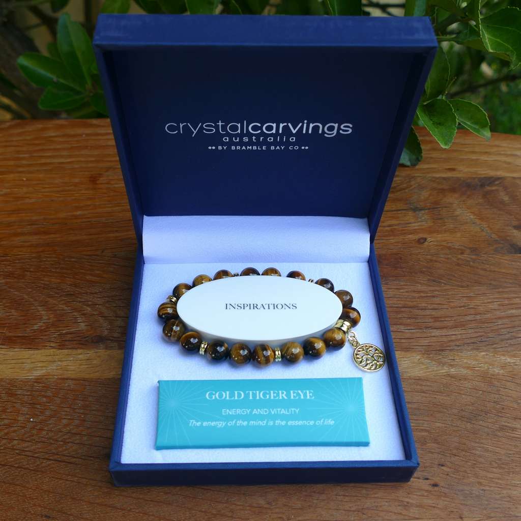 gold tiger eye charm bracelet