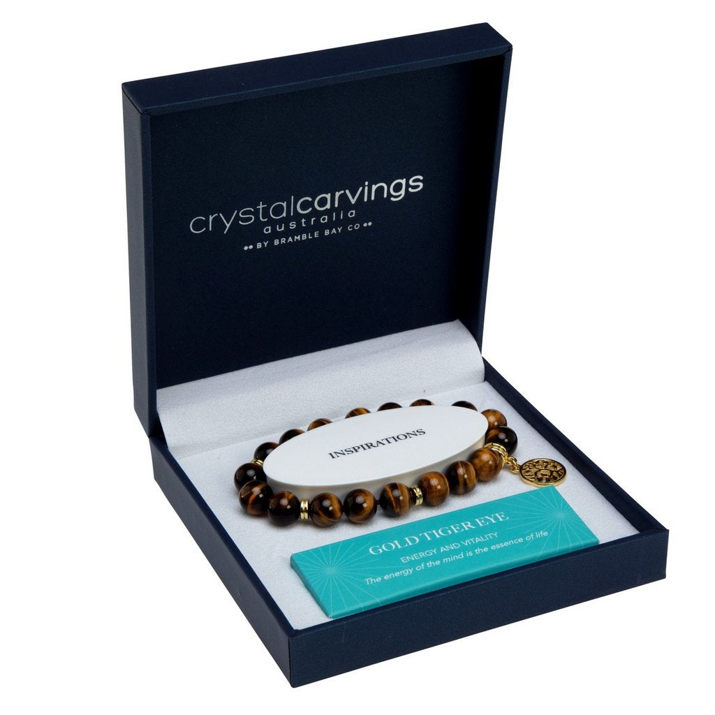 gold tiger eye charm bracelet