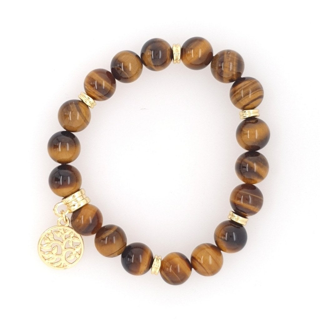 gold tiger eye charm bracelet