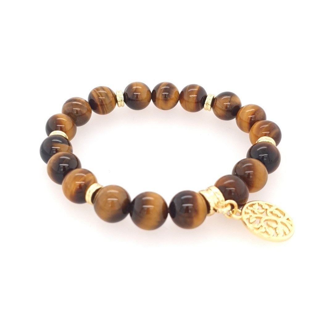 gold tiger eye charm bracelet