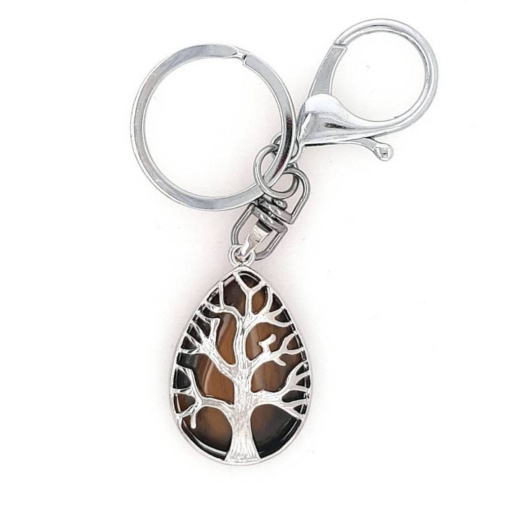 Tree of Life Crystal Keyrings with Natural Healing Crystals
