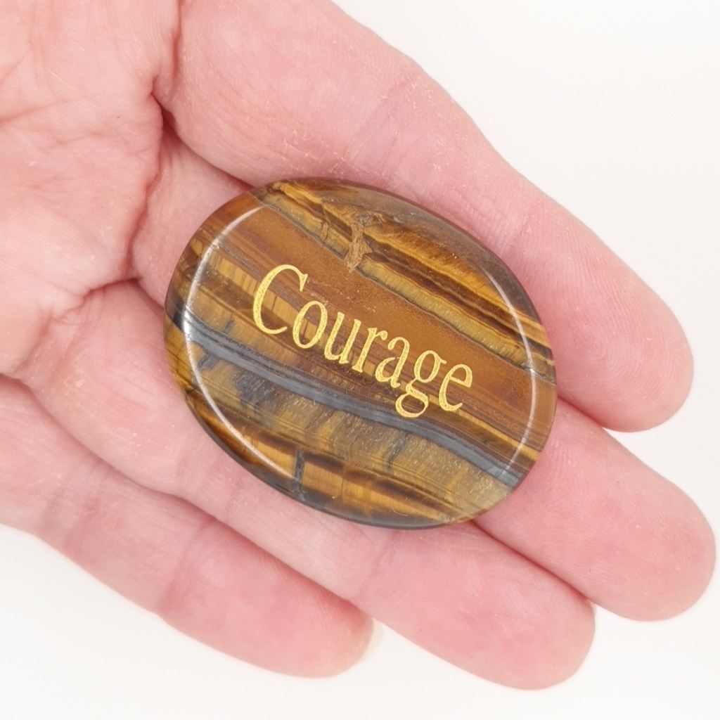 tigers eye palm stone courage