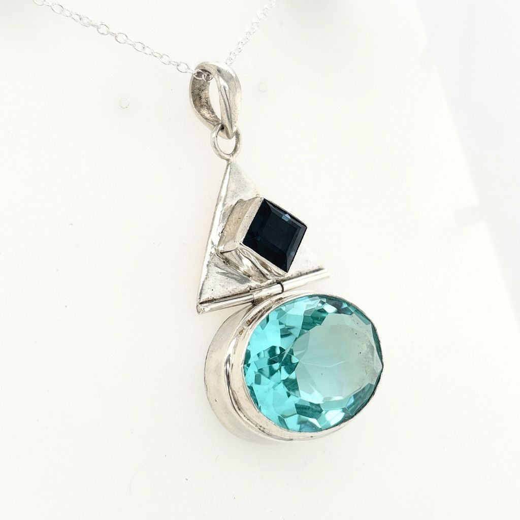 Blue Topaz Pendant Sterling Silver Australia | Unique Crystal Necklace