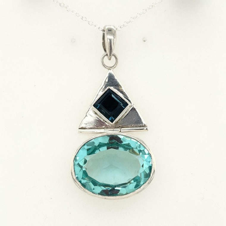 Blue Topaz Pendant Sterling Silver Australia | Unique Crystal Necklace