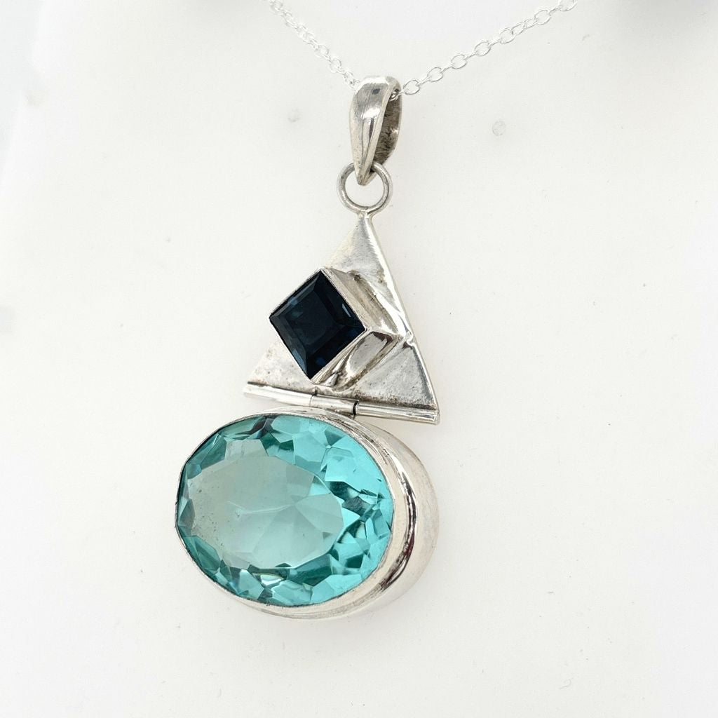 Blue Topaz Pendant Sterling Silver Australia | Unique Crystal Necklace