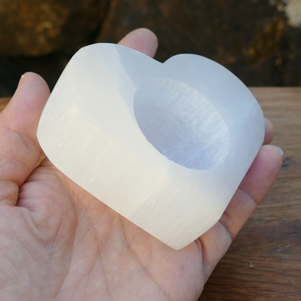 Selenite TeaLight Holder Heart Shaped for Cleansing & Energy
