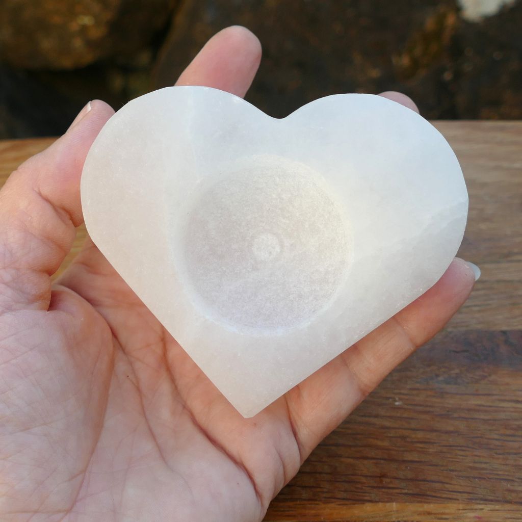 Selenite TeaLight Holder Heart Shaped for Cleansing & Energy