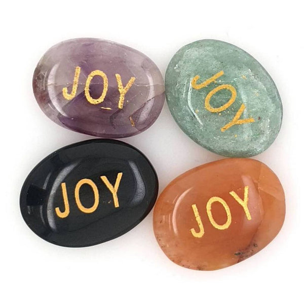 Crystal Palm Stones with Joy engraving - Worry Stones