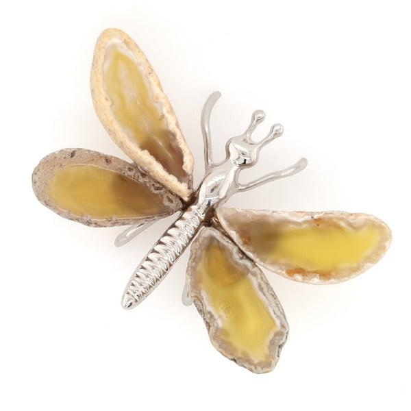 Agate Butterfly Figurine - Soothing Yellow Healing Crystal Home Decor Ornament