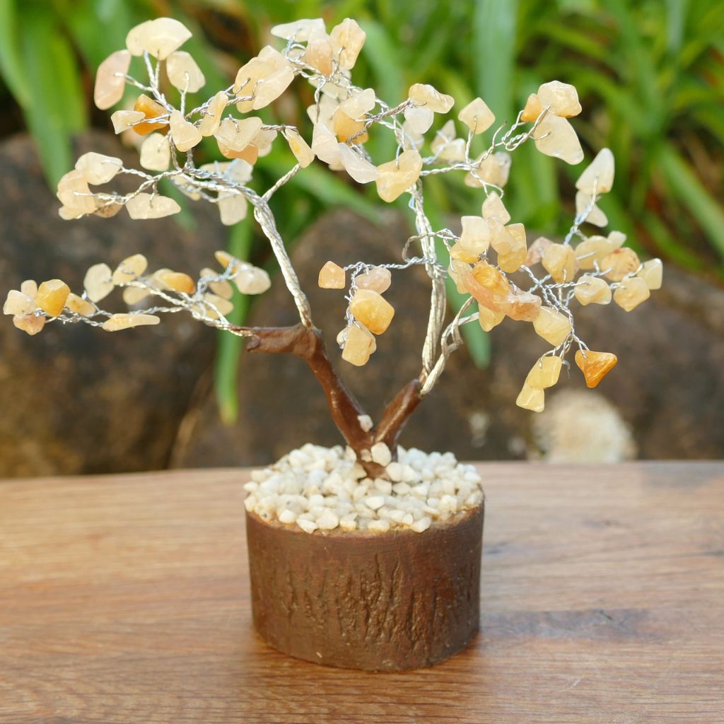 15cm Yellow Aventurine crystal gem tree with golden yellow crystal chips
