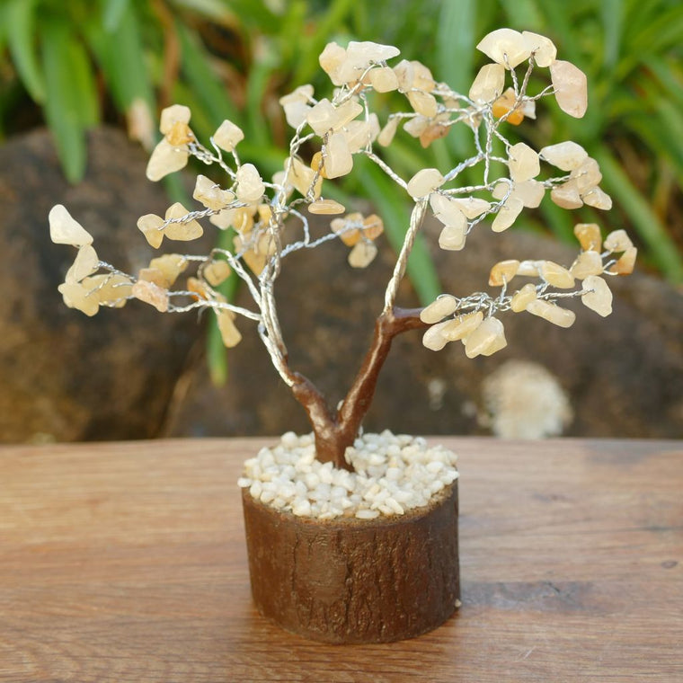 15cm Yellow Aventurine crystal gem tree with golden yellow crystal chips