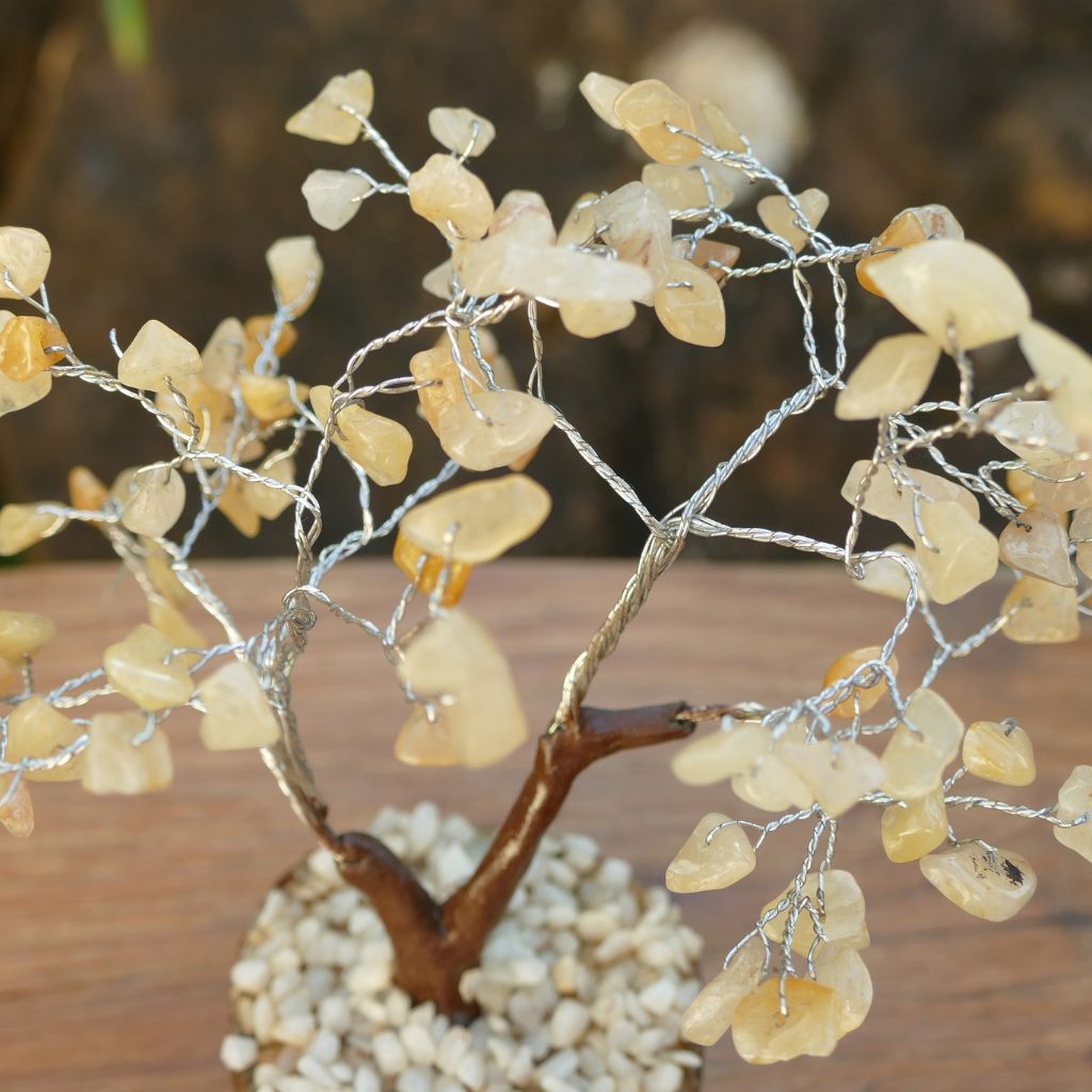 15cm Yellow Aventurine crystal gem tree with golden yellow crystal chips