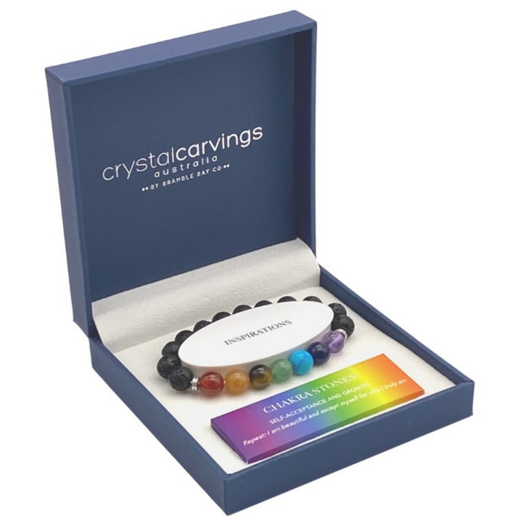 7 chakra lave stone bracelet