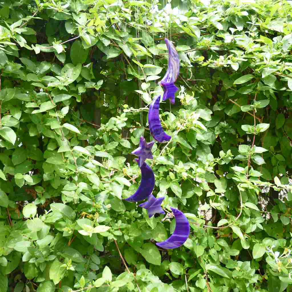 Agate Wind Chime - Purple Stars and Moons