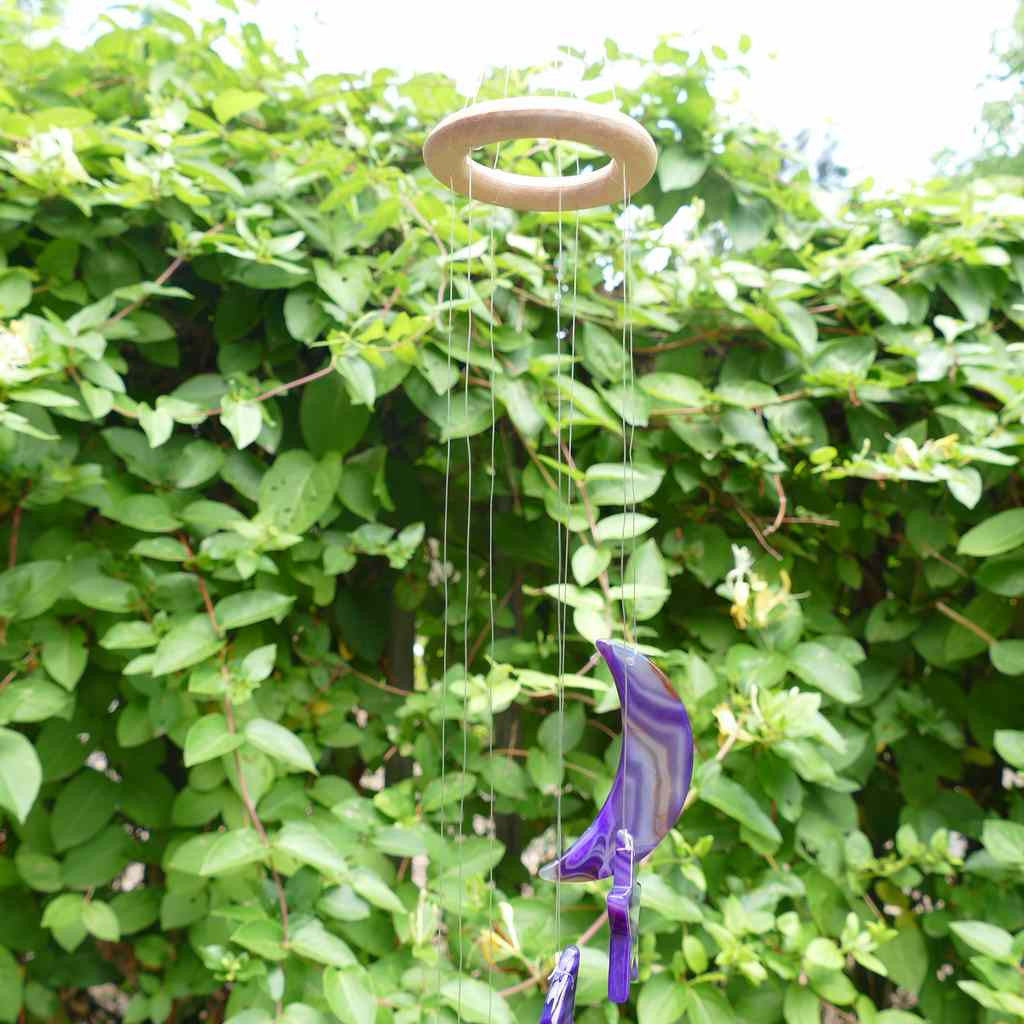 Agate Wind Chime - Purple Stars and Moons