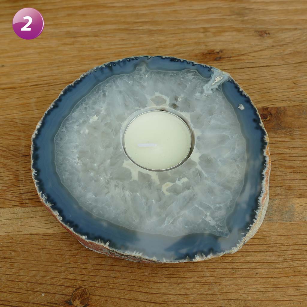 Agate Tea Light Candle Holder - Natural Handcrafted Stone for Home Decor