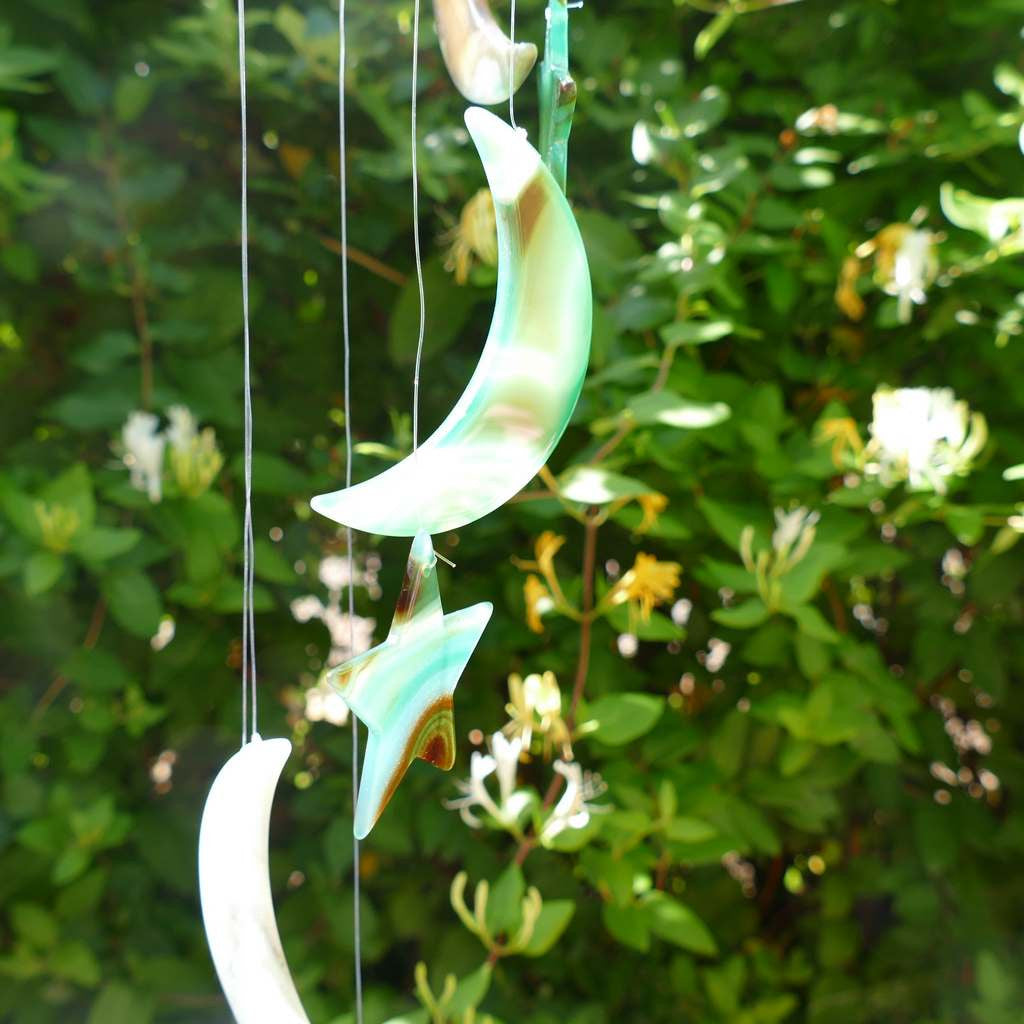 Agate Wind Chime - Green Stars and Moons