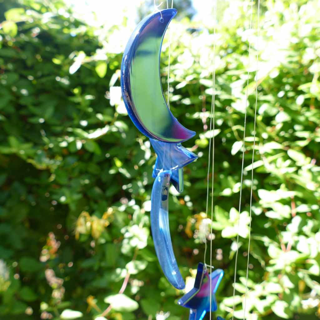 agate wind chime blue stars and moon
