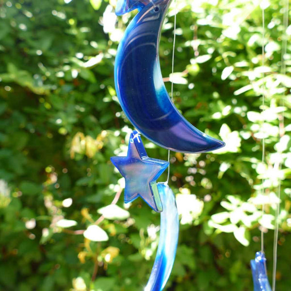 Agate Wind Chime - Blue Stars and Moons