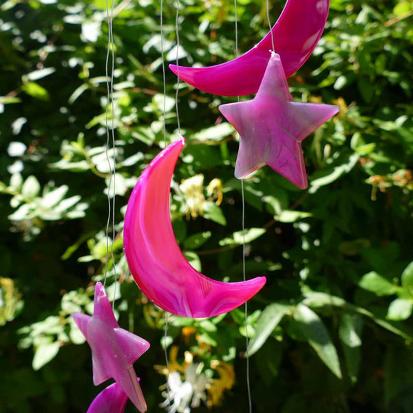 Wind Chime Agate Pink Stars and Moons