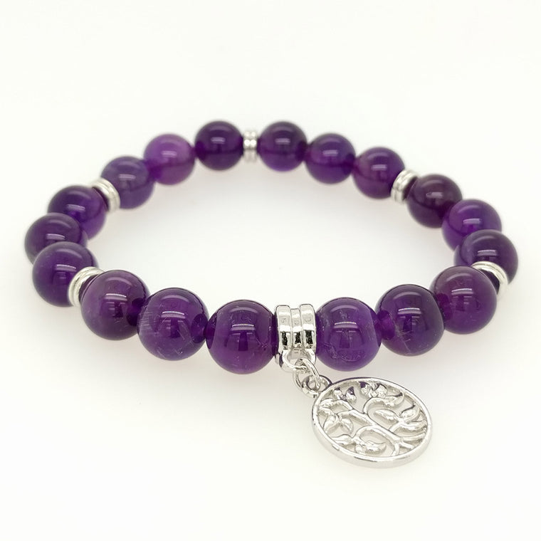 Amethyst Bracelet Tree of Life Charm