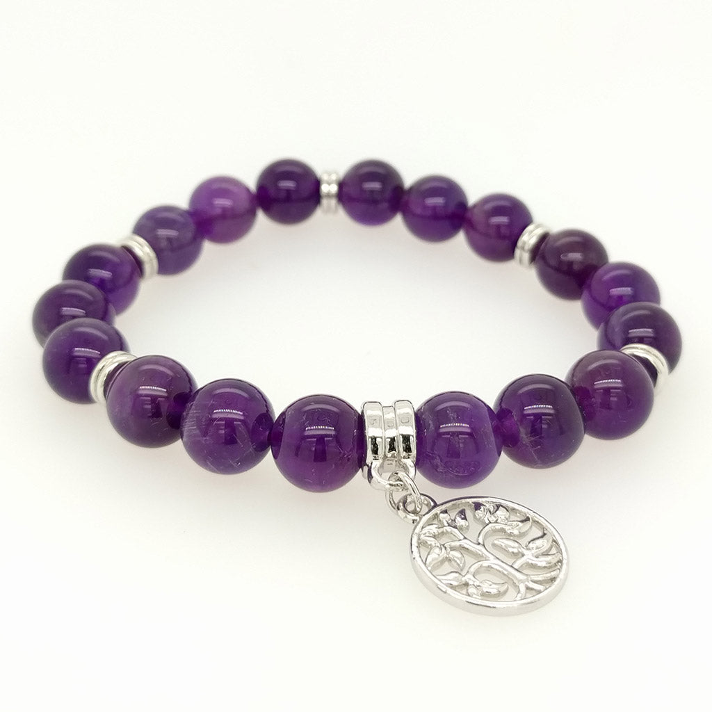Amethyst Bracelet Tree of Life Charm