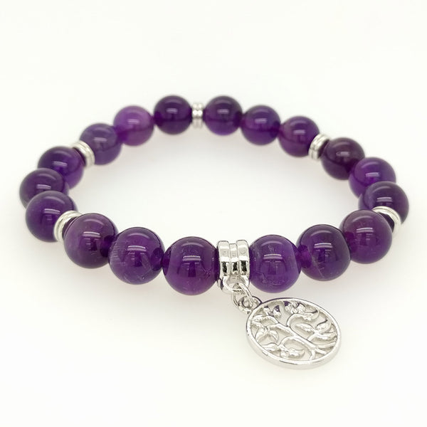 Amethyst Bracelet Tree of Life Charm 10mm