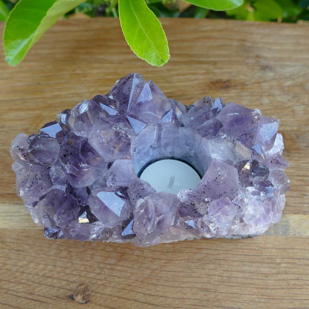 amethyst cluster tea light candle holder