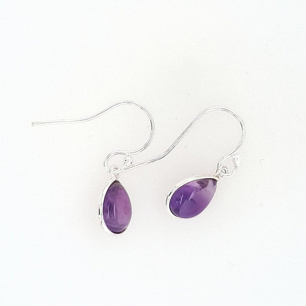 Amethyst Teardrop Crystal Earrings in Sterling Silver