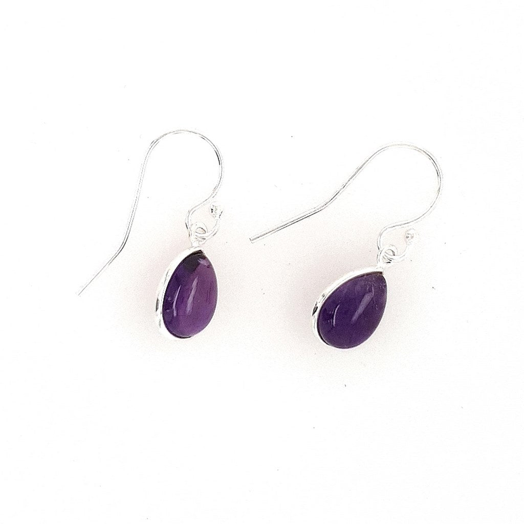 Amethyst Teardrop Crystal Earrings in Sterling Silver