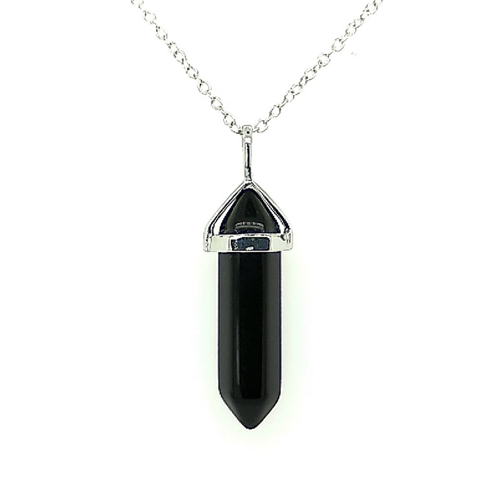 obsidian double terminated point pendants