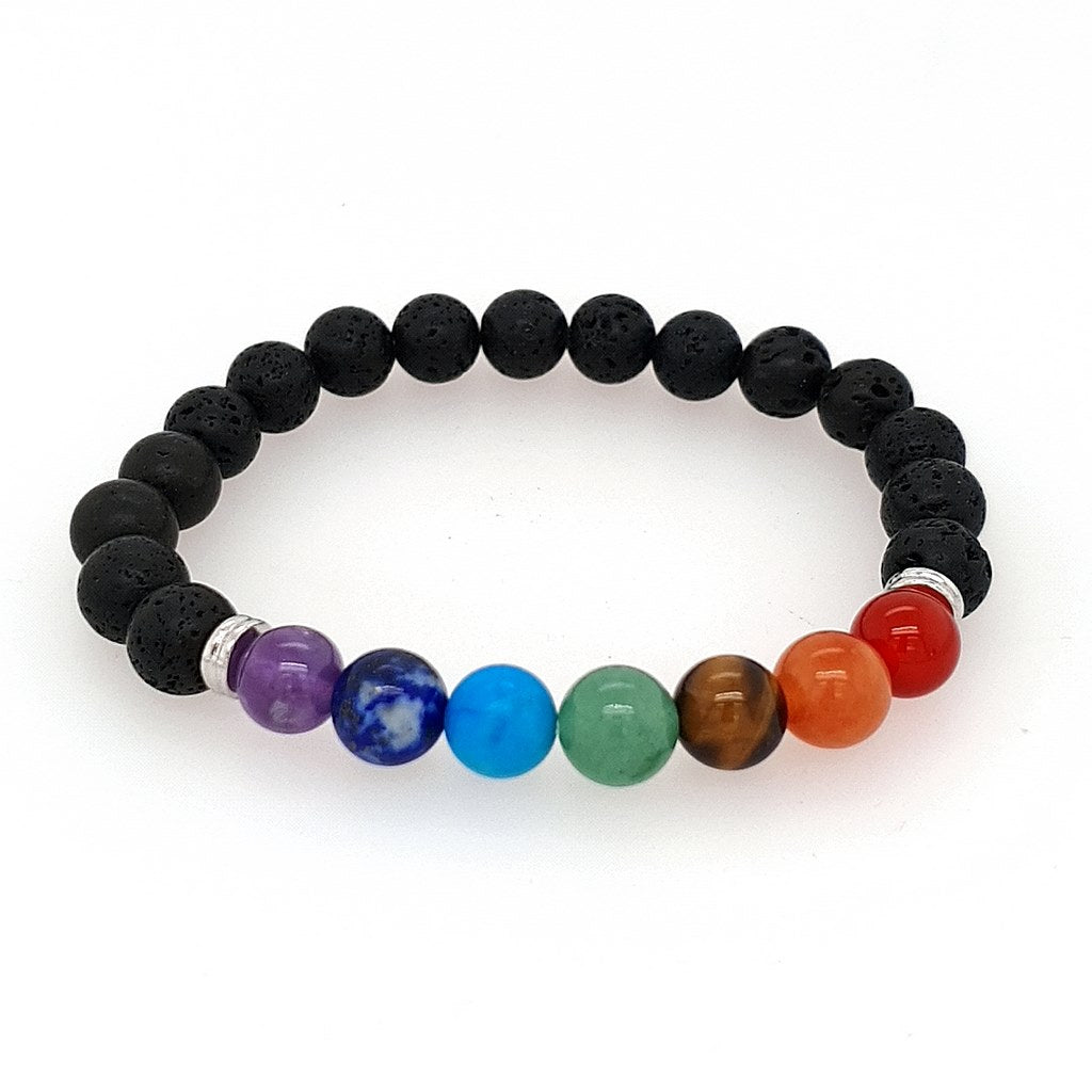 Chakra Healing Bracelet with Lava Stones - 8mm