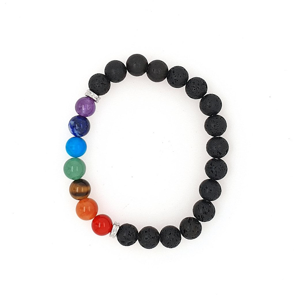 Chakra Healing Bracelet with Lava Stones - 8mm