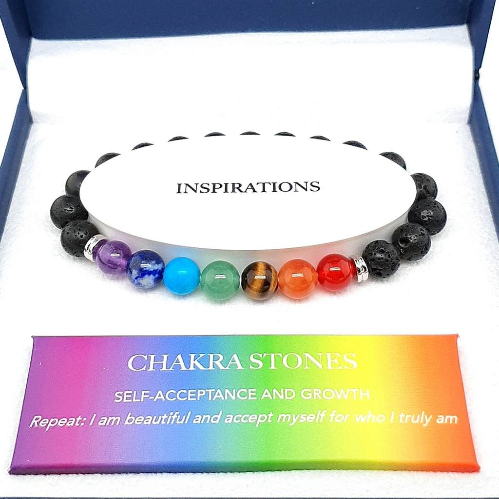 Chakra Healing Bracelet with Lava Stones - 8mm