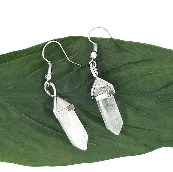 Clear Quartz Double Terminated Earrings