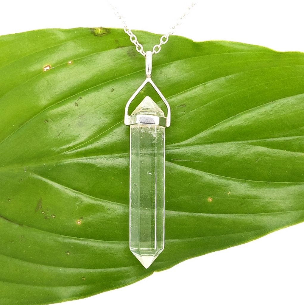 clear quartz double terminated pendant