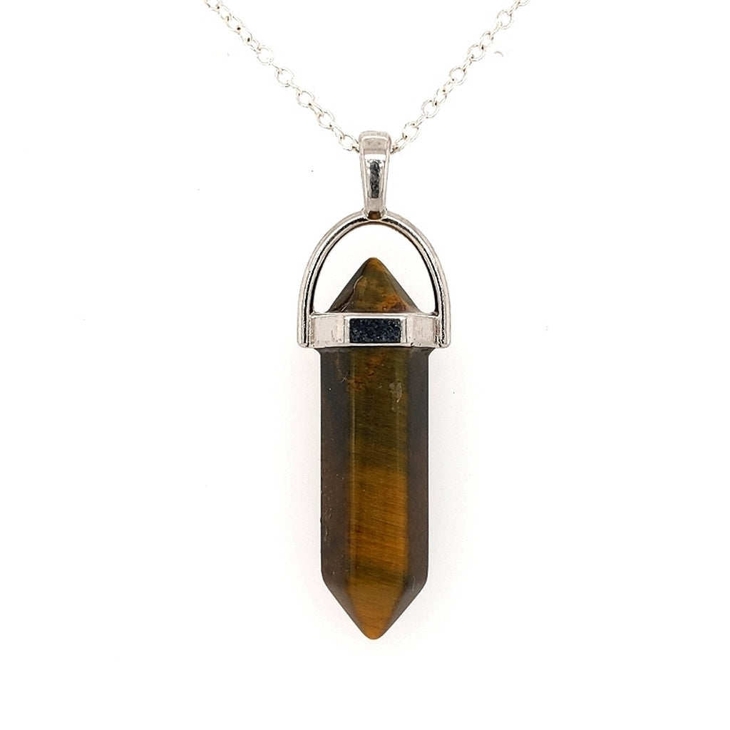 tiger eye double terminated point pendants