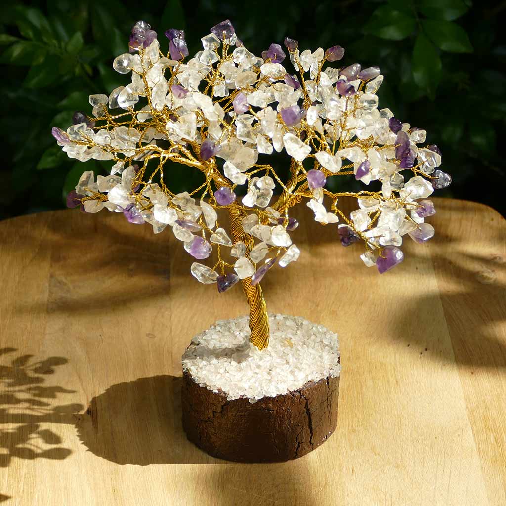 amethyst gem tree wood base