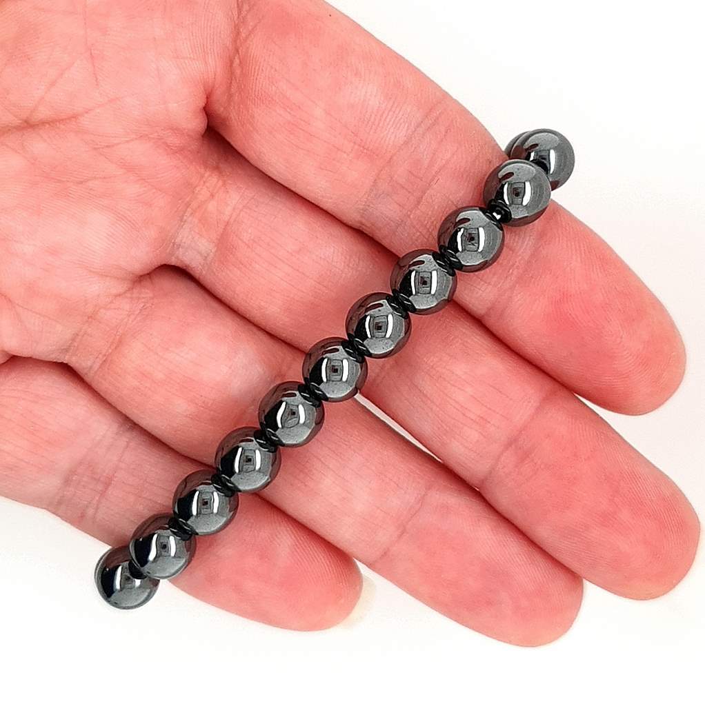 Hematite Bracelet - Unisex Elastic 8mm Bracelet with the Healing Power of Hematite
