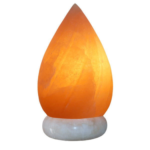 Carved Flame Salt Lamps with Cord & Bulb - Hand Carved with Onyx Base