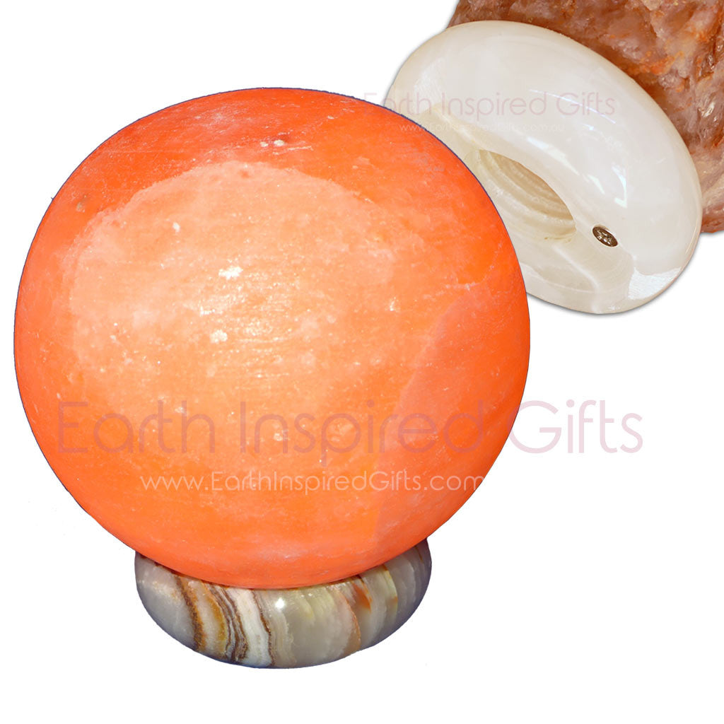 carved round salt lamp