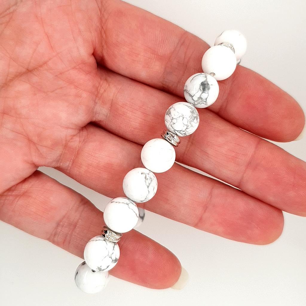 White Howlite Bracelet Tree of Life Charm 10mm
