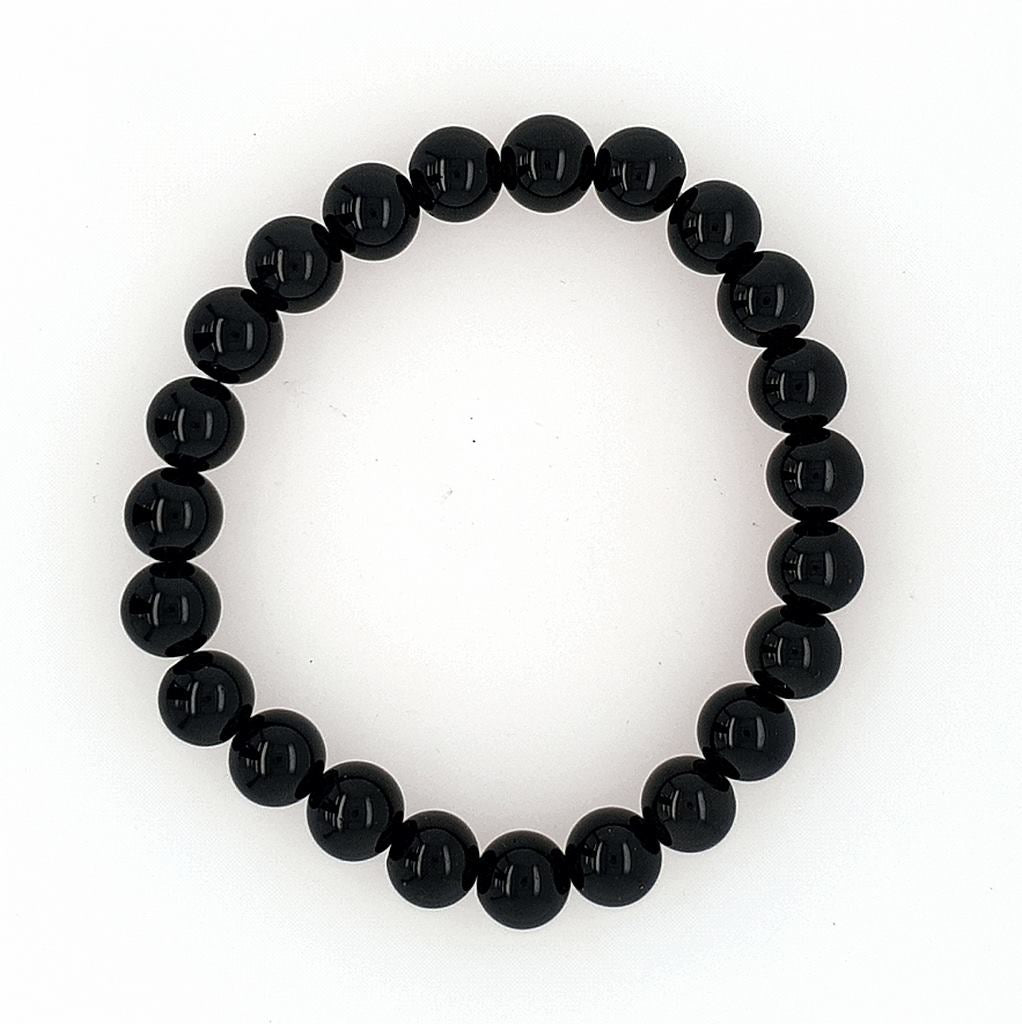 8mm Black Obsidian Bead Bracelet Unisex Semi Precious Gemstone Stretch Bracelet Wealth