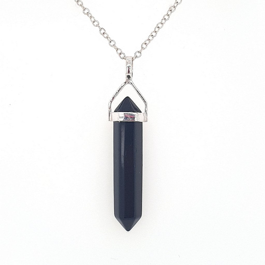 double terminated pendant black obsidian